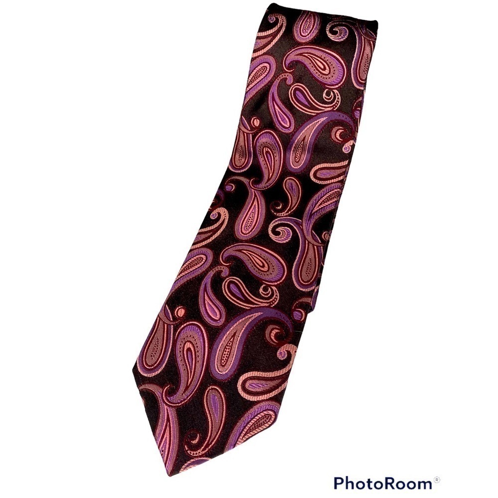 ALLEA MILANO PAISLEY PURPLE TIE 100% SILK MADE IN ITALY